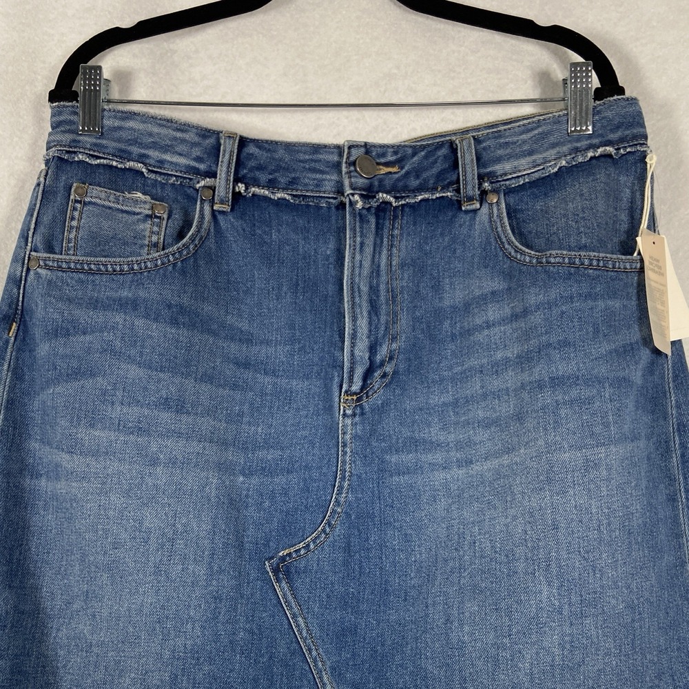Vince Camuto Skirt Women's 14 Blue Denim Mini Raw Hem Y2K Chic New